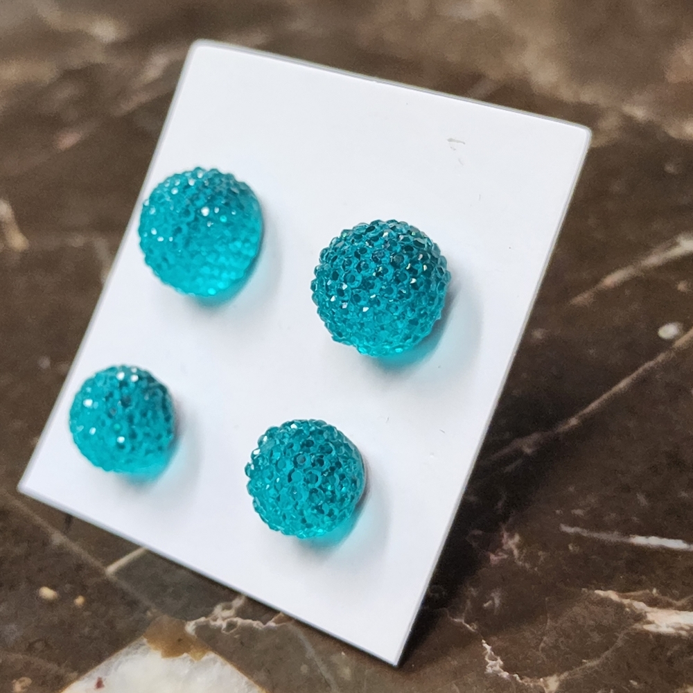 Turquoise ball earrings set mom & daughter